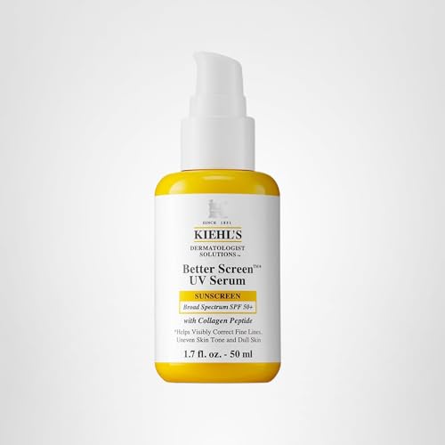 Kiehl's Better Screen UV Serum SPF 50+, Invisible Facial Sunscreen with Collagen Peptide, UV Filters to Shield UVA & UVB, Helps Correct Visible Signs of Aging, Boosts Skin Radiance - 1.7 fl oz