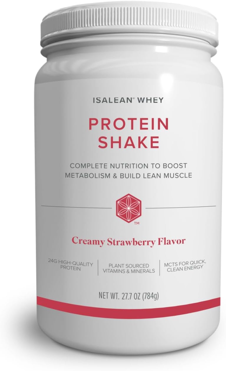 Isagenix IsaLean, 24g Protein Shake, Creamy Strawberry, 27.7 oz | Meal Replacement Protein Shake, Supports Lean Muscle, Keeps You Full for Longer, Formulated with MCT Oil and Vitamins