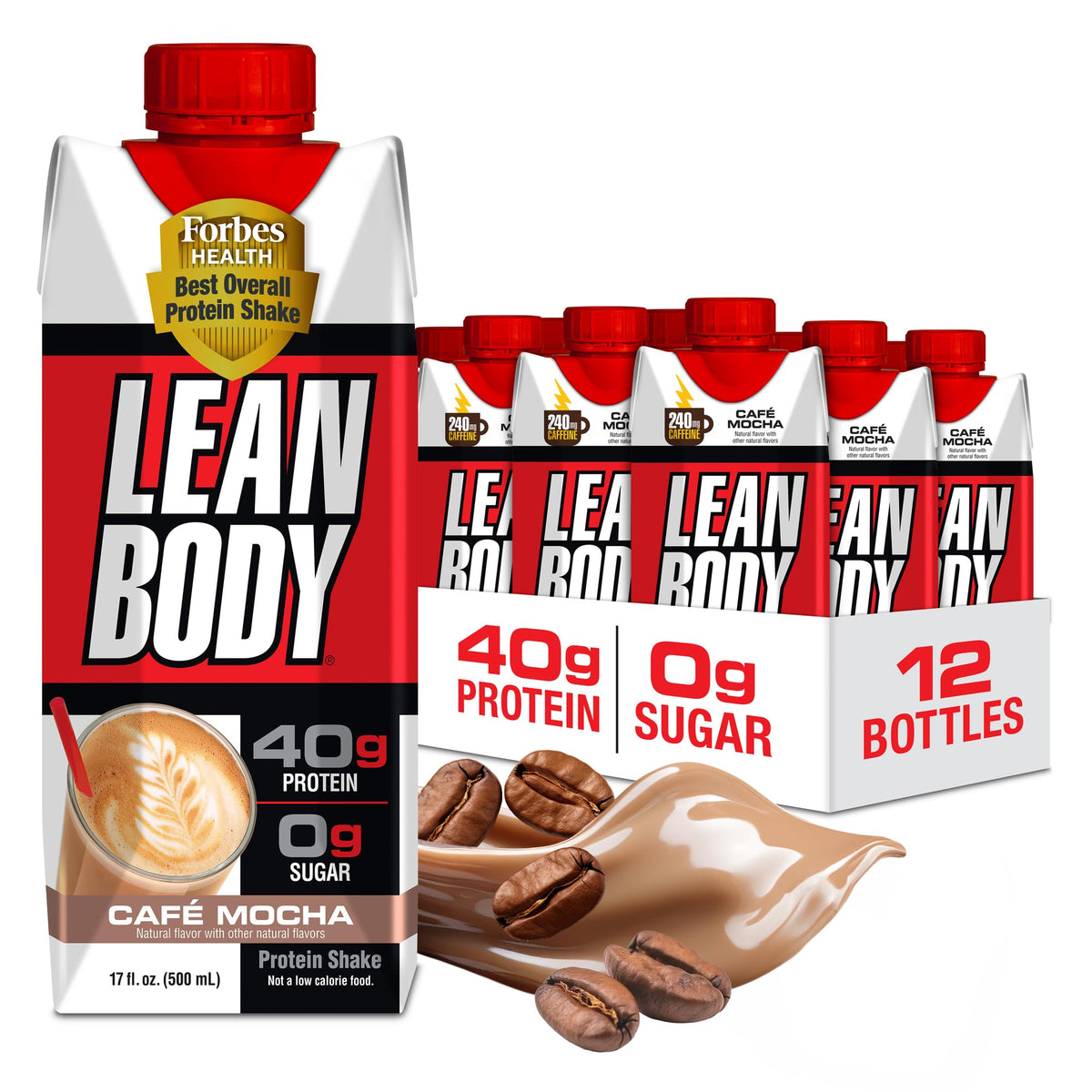 Labrada Lean Body Ready-to-Drink Chocolate Protein Shake, 40g Protein, Whey Blend, 0 Sugar, Gluten Free, 22 Vitamins & Minerals, LABRADA, 17 Fl Oz (Pack of 12)