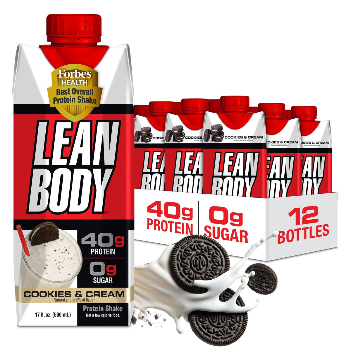 Labrada Lean Body Ready-to-Drink Chocolate Protein Shake, 40g Protein, Whey Blend, 0 Sugar, Gluten Free, 22 Vitamins & Minerals, LABRADA, 17 Fl Oz (Pack of 12)