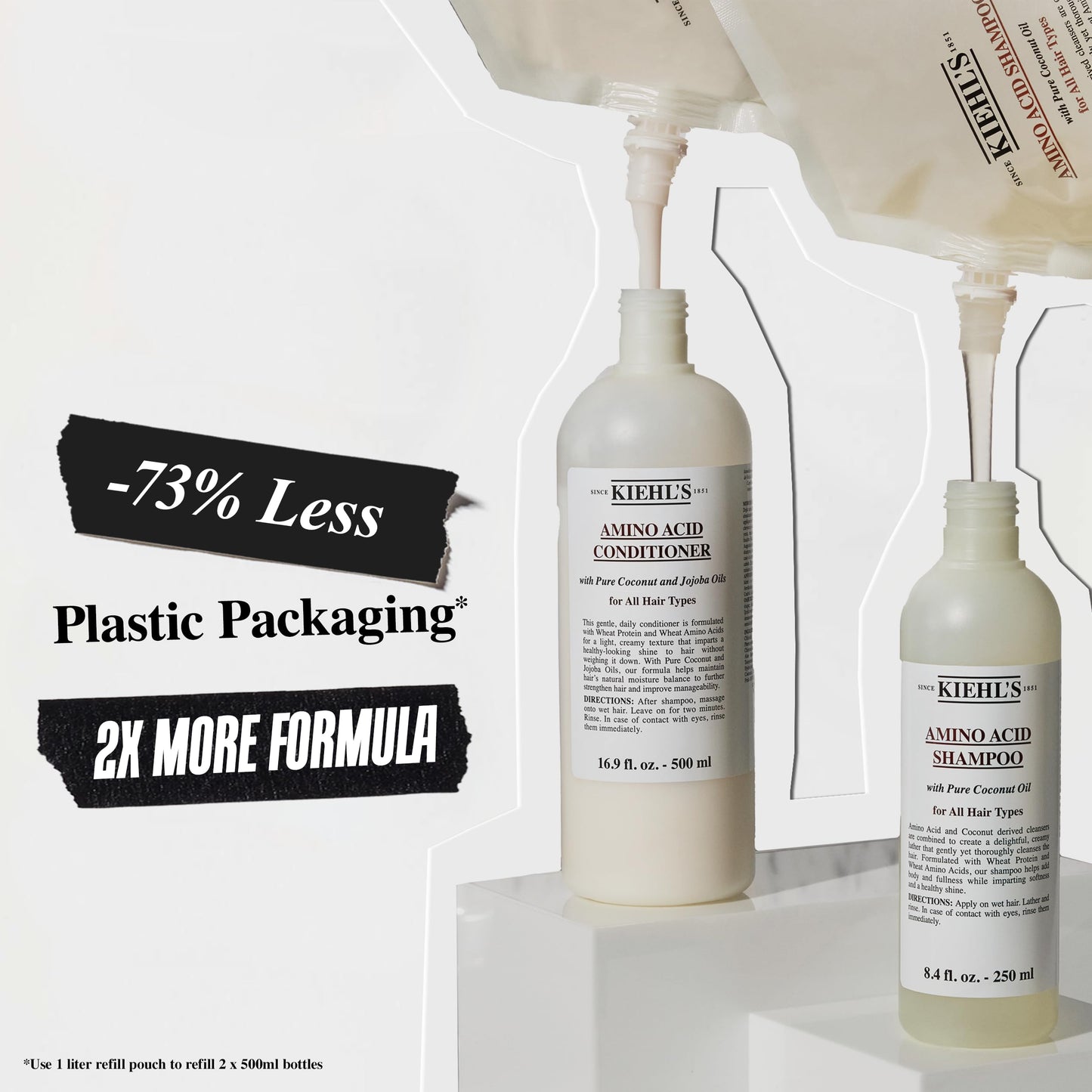Kiehl's Amino Acid Conditioner, Strengthening and Moisturizing Hair Treatment, with Amino Acids, Jojoba and Coconut Oil to Improve Manageability and Added Shine - 33.8 fl oz /1 Liter Refill