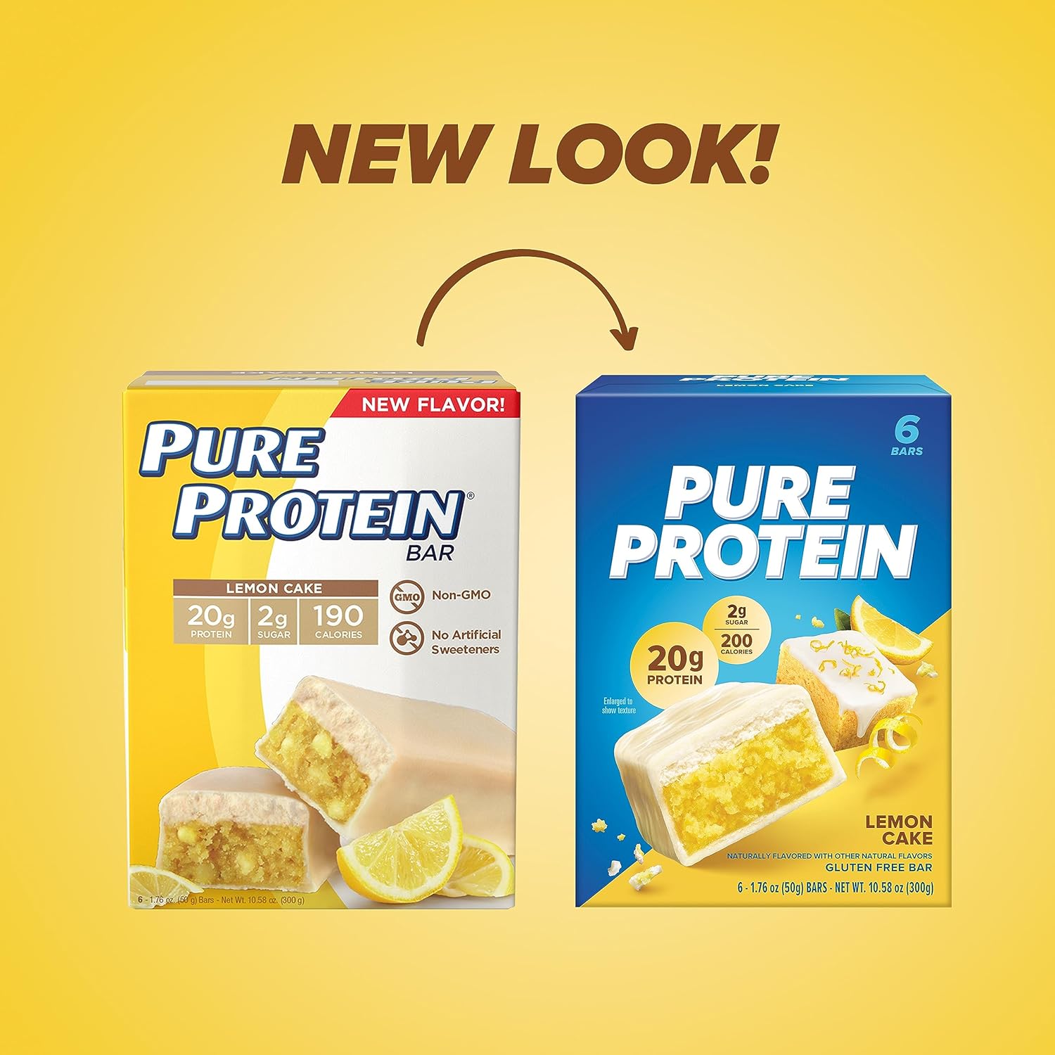 Pure Protein Bars Nutritious Snacks to Support Energy, Lemon Cake, 6 Ct