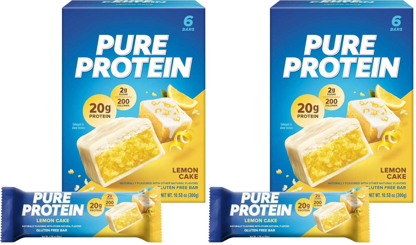 Pure Protein Bars Nutritious Snacks to Support Energy, Lemon Cake, 6 Ct
