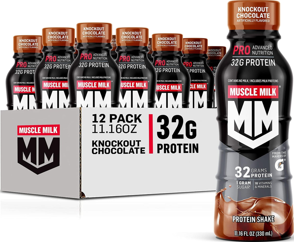 Muscle Milk Pro Advanced Nutrition Protein Shake, Intense Vanilla, 11.16 Fl Oz (Pack of 12), 32g Protein, 1g Sugar, 16 Vitamins & Minerals, 5g Fiber, Workout Recovery, Energizing Snack, Packaging May Vary
