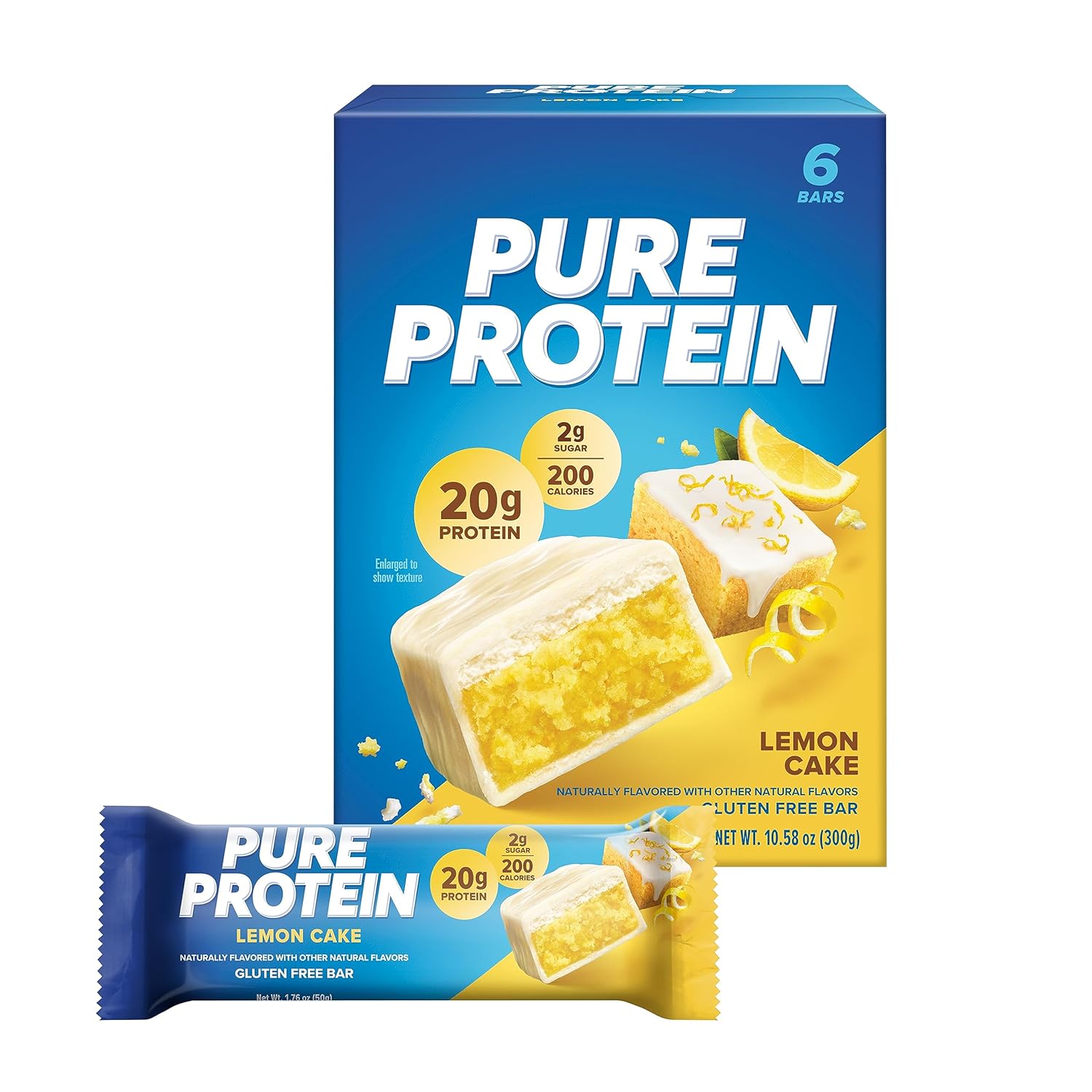 Pure Protein Bars Nutritious Snacks to Support Energy, Lemon Cake, 6 Ct