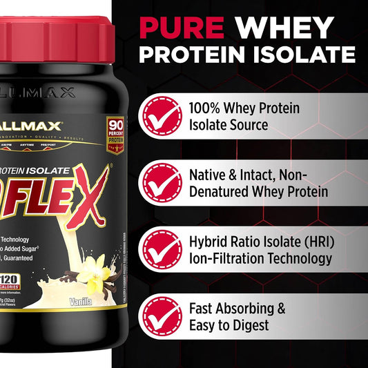 ALLMAX ISOFLEX Whey Protein Isolate, Vanilla, 2 lb